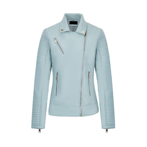 Veste de moto d'hiver personnalisée pour femmes veste en cuir de mouton véritable de haute qualité avec finition en toile pour femmes - Product Image 1