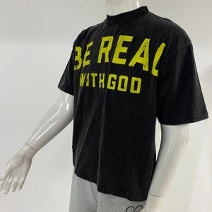 ชุดเสื้อยืดและกางเกงวินเทจของผู้ชายผ้าฝ้ายฟอกสีกรดพิมพ์ลายใส่ซักได้ตามต้องการ - Product Image 2