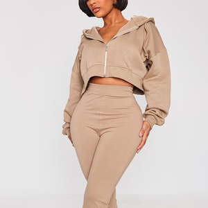 Survêtements chauds d'hiver pour femmes avec votre logo, dernière mode 2026, pantalon de survêtement évasé, ensemble de survêtements délavés à l'acide - Product Image 3