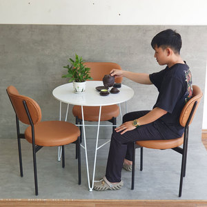 Round Stone-Topped Cafe Table and 3 Chairs <b>Set</b> for Coffee Shops and <b>Restaurants</b>-CBCF264 - Product Image 5