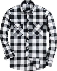 <b>Men's</b> 100% Cotton <b>Flannel</b> <b>Shirt</b> Casual Long Sleeve Button-Up Custom Logo Spring Streetwear - Product Image 1