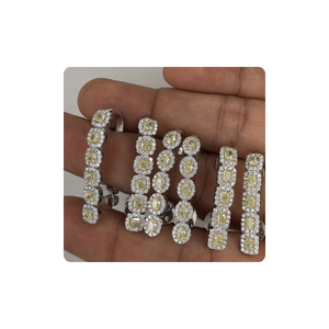 Boucles d'oreilles en or blanc 14 carats avec diamants jaunes et blancs naturels Bijoux élégants en diamant jaune naturel - Product Image 5