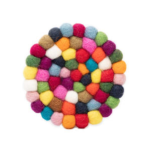 Meilleurs dessous-de-plat et sous-verres en feutre de laine écologiques de style classique himalayen, motifs colorés, 10 cm de diamètre, pour la cuisine et la décoration de la maison - Product Image 3