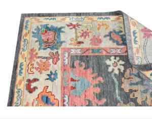 Customized Handmade Oushak Rug High Quality Wool Modern Colorful Turkish <b>Carpet</b> Navy Coral 9x12 Abstract Pattern for Living Area - Product Image 5