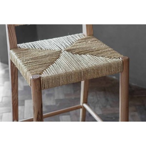 Silla de mostrador de Color Natural de cuero sintético de madera maciza Acacia Munja hierba taburete alto de Bar hogar cocina Exterior versátil - Product Image 2