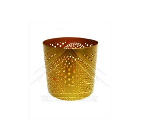 Porte-bougie moderne en forme de pilier ajouré |   Lanterne de table décorative de style marocain, design nordique, bougeoir et porte-bougie en fer doré - Product Image 2