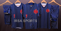Conjunto de Camiseta y Pantalones de Fútbol con Cuello en V, Sublimados, Transpirables, de Alta Calidad, con Logotipo Personalizado, 120g, Unisex, 100% Poliéster