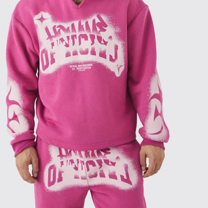 Conjuntos de Sudadera con Capucha y Pantalones Deportivos de Invierno, de Poliéster/Algodón, Felpa, Tinte Liso, Bordados y con Cuentas - Product Image 6