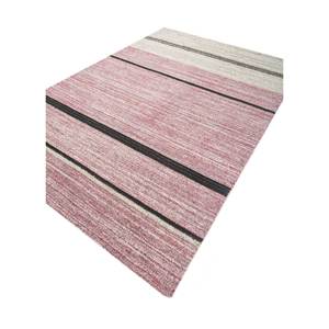 Alfombra de Lana y Viscosa Tejida a Mano con Rayas Grises y Negras para Uso Doméstico-Hwv-51054 - Product Image 2