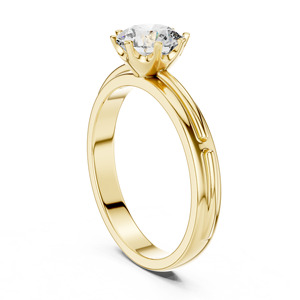 Bague de fiançailles en or jaune, blanc et rose de 1 carat avec diamant rond de 1 carat cultivé en laboratoire-Bijoux en diamant de laboratoire - Product Image 4