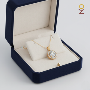 Collar con Colgante de Cadena de Eslabones Clásicos con Halo de Moissanita de 2 Quilates, Chapado en Rodio, Plata de Ley 925 para Mujer - Regalo de Compromiso y Boda - Product Image 3