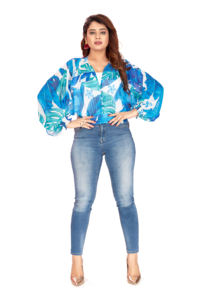 Collection d'été Premium 2024 dernières chemises occidentales grande taille pour les chemises à col en V imprimées à fleurs numériques pour femmes - Product Image 3