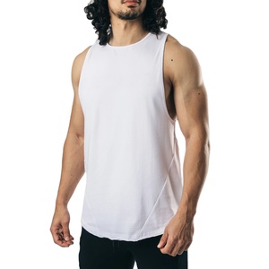 Nouveau design en gros de chemise de fitness coupe ample Stringer blanc t-shirts de sport sans manches débardeur t-shirt pour hommes - Product Image 5