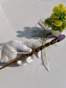 Varita mágica de punto de cristal de amatista Natural de gran venta, Varita curativa de madera hecha a mano, artículo de regalo de Chakra Reiki de alta calidad - Product Image 5