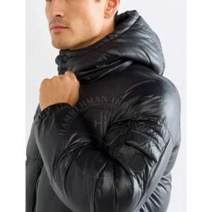 Chaqueta acolchada personalizada con logotipo personalizado unisex de manga larga de invierno personalizada con logotipo en relieve para hombre, chaqueta acolchada personalizada con cuello levantado - Product Image 2