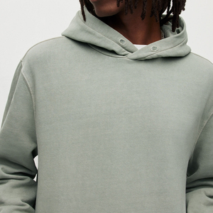 Sweat à capuche personnalisable pour homme grande taille, manches longues, délavé à l'acide, couleur unie, tricoté, avec broderie personnalisée, OEM, automne, 100% coton - Product Image 2