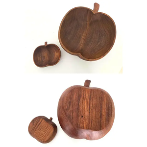 Cuenco de madera con forma de manzana, cuenco decorativo para servir frutas con vajilla pulida, venta más vendida - Product Image 3