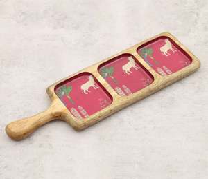 Meilleure vente Plateau à compartiments en bois de manguier pour servir les noix, les dattes et les desserts Émail imprimé pour le Ramadan - Product Image 2