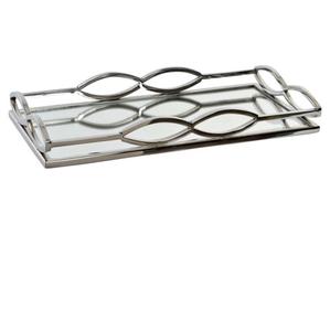 Plateau de service en métal plaqué or et en verre, tendance pour les cafés et restaurants, grossiste en Inde - Product Image 5