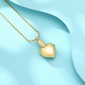 Collares de urna de corazón de Metal para cenizas, recuerdo, urna conmemorativa, joyería de cremación, colgante de ceniza para mujeres, hombres, amor, un tamaño personalizado - Product Image 4