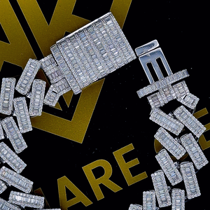 Bracelet Hip Hop 17cm Argent Synthétique Diamant Blanc Chaîne Cubaine Bracelets 18K Bijoux En Or Massif Ice Out Chaîne À Maillons Cubains - Product Image 2