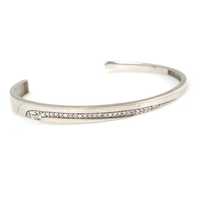 Bracelet jonc tendance en argent sterling 925 avec double rangée de pierres blanches taille brillant et sertissage en canal