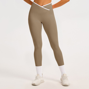 Vêtements de sport taille haute pour femmes entraînement actif Yoga motif solide fermeture à la taille élastique Fitness vêtements actifs Gym Leggings pour femmes - Product Image 2