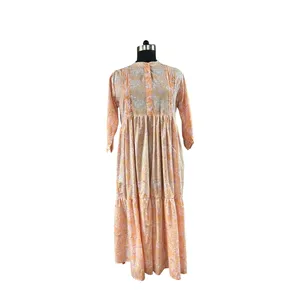 Hermoso Vestido Casual Estampado a Mano de Jaipur para Mujer, Elegante y Moderno, Talla Única hasta 5XL, Transpirable, Largo hasta el Suelo - Product Image 1