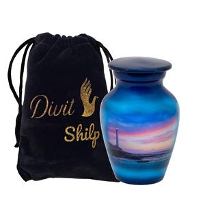 Blue Colored Token <b>Urns</b> Wholesale Price Solid Metal Funeral Cremation <b>Urns</b> <b>for</b> Human <b>Ashes</b> and <b>for</b> Memorable Moments - Product Image 3