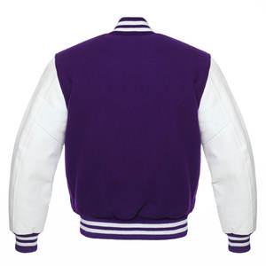 Personnalisable hommes blanc Royal laine corps bouton pression High Street Letterman Baseball veste d'hiver en cuir véritable Varsity - Product Image 2