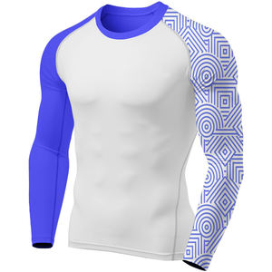 Camiseta de gimnasio de compresión para hombre, Camiseta ajustada de manga larga con estampado de logotipo personalizado para culturismo muscular, camisetas deportivas para gimnasio - Product Image 5