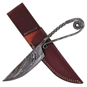 Cuchillo de cocina de acero de Damasco alto medieval antiguo hecho a mano calidad hoja de acero al carbono Funda de cuero para caza OEM - Product Image 1
