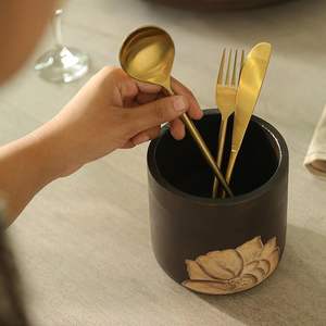 Porte-cuillères en bois imprimé floral classique à trois niveaux, durable, facile à nettoyer, surface lisse pour la décoration de la maison et de la cuisine - Product Image 2