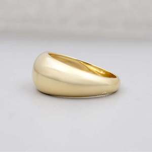 Personalized 14k Gold <b>Dome</b> <b>Ring</b> Classic and Trendy Wedding Band with Rose Gold Plating Inlaid Simple and Cluster <b>Rings</b> - Product Image 3