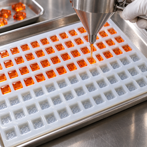 Molde de silicona comercial para gomitas con forma de gemas, ideal para fabricantes de dulces independientes y cocinas de prueba de confitería. - Product Image 1
