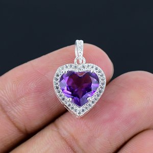 Proveedor de Colgantes de Plata con Amatista de Alta Calidad de la India, Colgante de Piedra Preciosa Amatista en Forma de Corazón con Facetas - Product Image 5