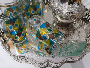 Moroccan Tea Set 6 glasses <b>one</b> tray <b>one</b> <b>teapot</b> in gift box - Product Image 3