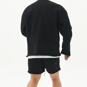 Vêtements de sport unisexes en coton 100% écologique, taille plus, avec logo personnalisé imprimé, ensembles de sweat-shirts et shorts pour femmes et hommes - Product Image 3