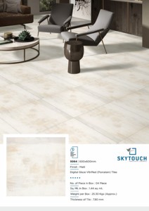 Cream Ivory 60x60cm Porcelain Floor Tiles Highly Durable <b>Wooden</b> <b>Strip</b> with Marble Look for Indian Usage - Product Image 3