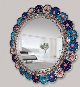 Miroir péruvien bleu - Décoration d'intérieur - Miroir d'accent - Miroir argenté - Miroir colonial - Miroir antique - Product Image 4