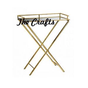 Bandeja de servicio de hierro y vidrio de primera calidad con soporte Bandeja y soporte decorativos de tamaño y forma personalizados - Product Image 1