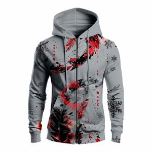 เสื้อฮู้ดแขนปกติของผู้ชายผ้าฟลีซโอเวอร์ไซส์พิมพ์ลาย3D แบบซับลิเมชันดีไซน์ล่าสุด - Product Image 4