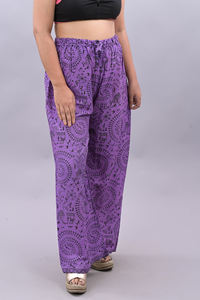 กางเกงขาบานผ้าฝ้ายเอวสูงสำหรับผู้หญิงกางเกงขาบานหลวมพิมพ์ลายสำหรับผู้หญิง - Product Image 6