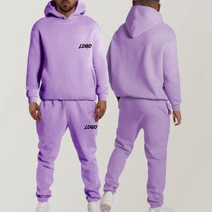 Men's Premium Quality Custom Logo Sportswear Professional Two-Piece Hoodie <b>Sweatpants</b> <b>Set</b> Solid Pattern for Winter - Product Image 4
