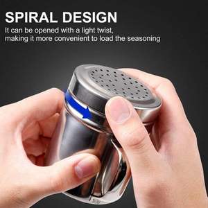 Top Selling Customized Logo Stainless Steel Seasoning Containers Dredge Handle <b>Salt</b> Sugar Pepper <b>Shaker</b> Herb & Spice Tools - Product Image 4