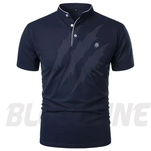 Camisa de Manga Corta para Hombre Bloodline, Color Sólido, Tejido de Punto, Transpirable, Algodón 220g, Corte Regular Formal, Rojo - Product Image 3