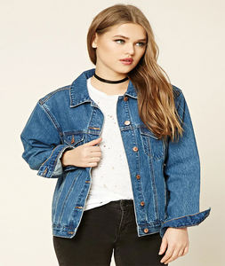 Chaquetas vaqueras OEM para mujer, prendas de vestir vaqueras informales, abrigo abotonado de otoño, algodón grueso de gran tamaño, transpirable y ecológico para mujer - Product Image 3