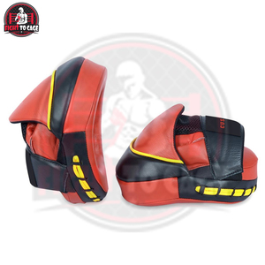 Pads de frappe de boxe en cuir PU noir et orange, qualité supérieure, légers, durables, couleurs personnalisées, pour entraînement en salle de sport - Product Image 2