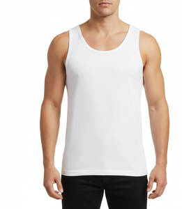 Pure Horizon <b>White</b> Cotton <b>Vest</b> for <b>Men</b> Sleeveless Lightweight Air Flow Stretch Fabric Designed for Clean Comfort - Product Image 2
