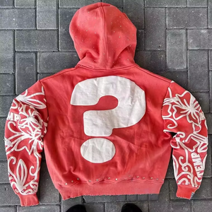 Sudadera con capucha en relieve de calidad superior para hombre Diseño de logotipo personalizado Hombro caído Aspecto vintage 100% Alta calidad para primavera - Product Image 3